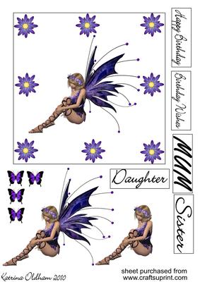 Sitting Purple Fairy Card Front
