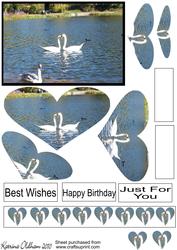 Swans in Love Heart Pyramid