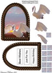 Majestic Swan in Sunset with Frame