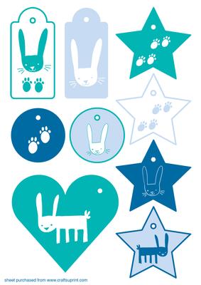 Bunny Tag Sheet - Blue