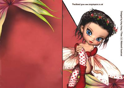 Rosebud Fairy A5 Shaped Front Print and Fold Card