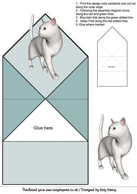 Little White Cat Pop Up Spring Card