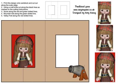 Little Pirate Girl Foldback Card with Simple Pyramage