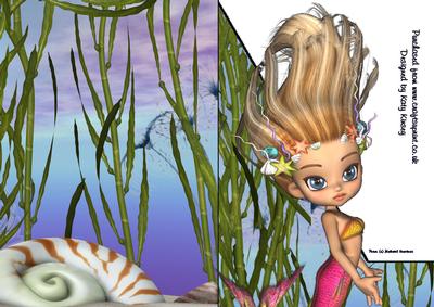 Shelley Mermaid A5 Shaped Front Print and Fold Card