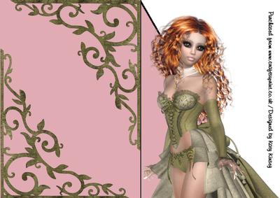 Gorgeous in Green A5 Shaped Front Card