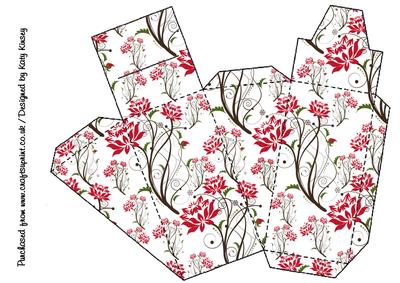 Vibrant Red Flower on White Cake Slice Gift Box