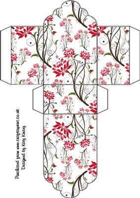 Vibrant Red Flowers on White Tag Gift Box