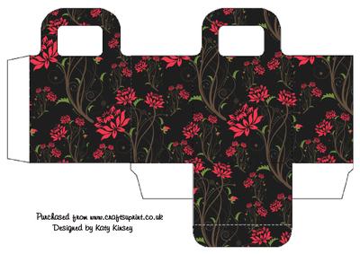 Vibrant Red Flowers on Black Gift Bag