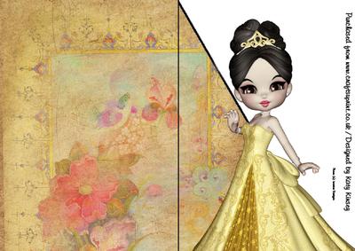 Princess Caelia in Lemon A5 Shaped Front Print and Fold Card