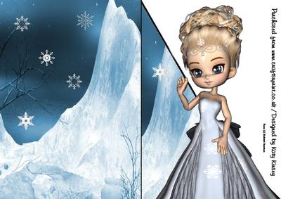 Snow Princess A5 Shaped Front Print and Fold Card