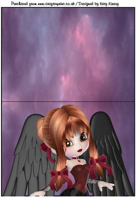 Sweet Gothic Angel A5 Print and Fold Card 1
