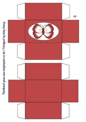 Butterfly Gift Box with Lid in Red and Cream