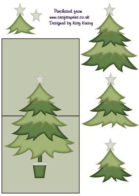 Christmas Tree Over the Edge Card with Simple Decoupage