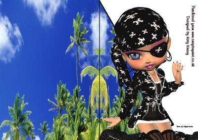 Morgana the Pirate A5 Shaped Front Print and Fold Card