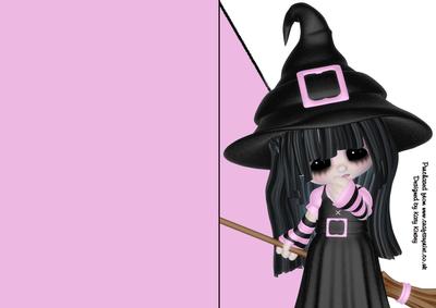 Witch-craft in Pink A5 Shaped Front Print and Fold Card