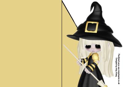 Witch-craft in Yellow A5 Shaped Front Print and Fold Card