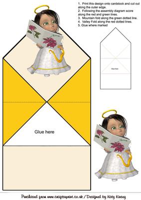 Christmas Angel Choir Pop Up Spring Card Dark Hair