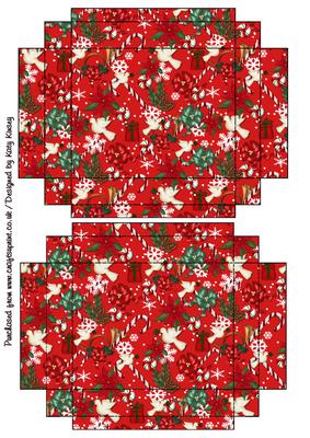 Christmas Jumble Gift Box with Lid in Red