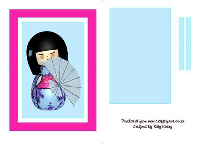 Geisha Doll in Blue Flip Card Sheet