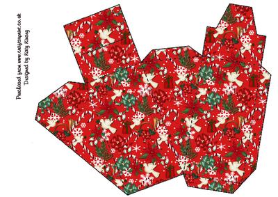 Christmas Jumble Cake Slice Box in Red
