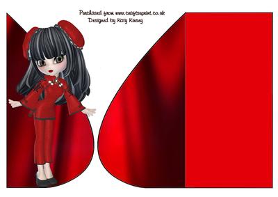 Little China Girl in Red Teardrop Card