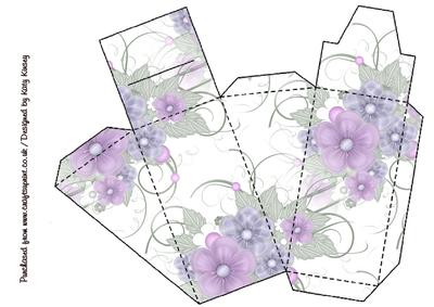 Lilac and Blue Floral Spray Cake Slice Gift Box