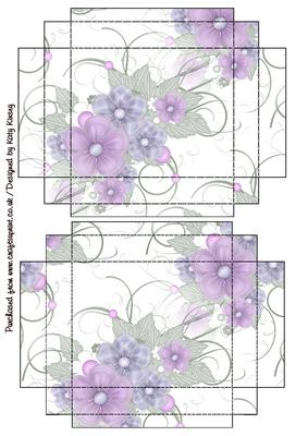 Lilac and Blue Floral Spray Gift Box with Lid