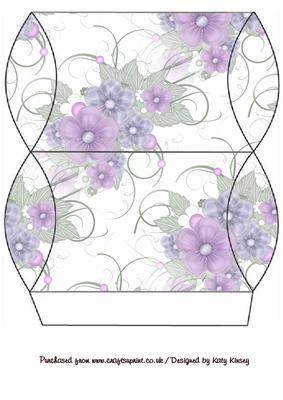 Lilac and Blue Floral Spray Pillow Gift Box