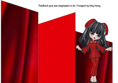 Little China Girl in Red Cascade Card