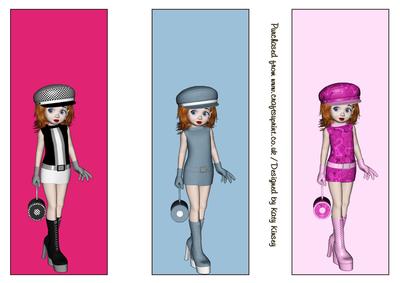 Groovy Sixties Girl Set of 3 Bookmarks or Toppers