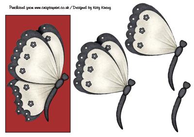 Easy Butterfly Decoupage in Red, Black and White