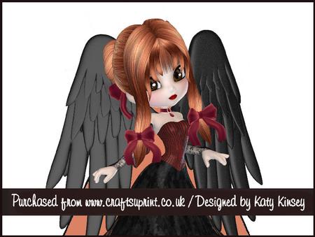Sweet Gothic Angel 3D Stand Up Pyramid Card Kit 1