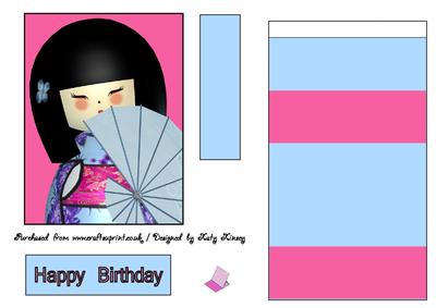 Geisha Doll in Blue Easel Card