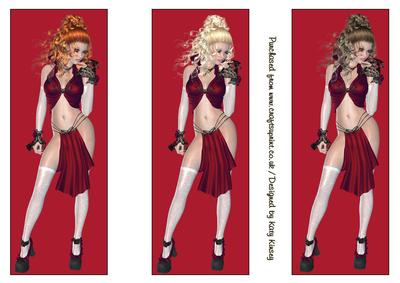 Raunchy in Red Set of 3 Bookmarks or Toppers