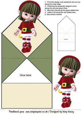Cute Christmas Elf Pop Up Spring Card