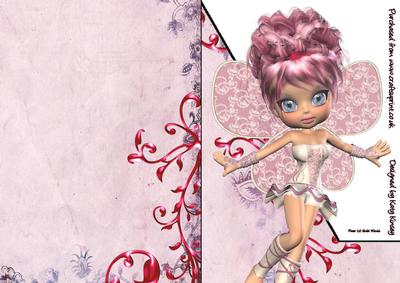 Lou Lou Fairy A5 Shaped Front Print and Fold Card