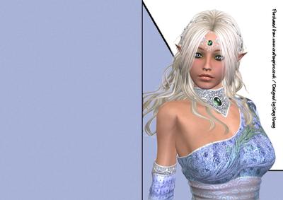 Elven Princess in Blue A5 Shaped Front Print and Fold Card