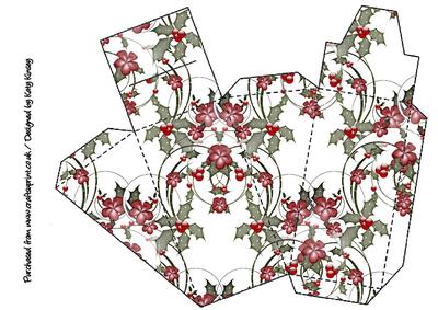 Holly and Poinsettias Christmas Cake Slice Gift Box