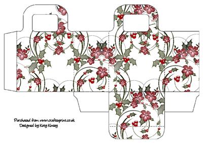 Holly and Poinsettias Christmas Gift Bag