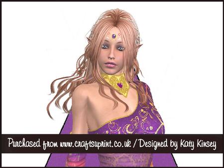 Elven Princess in Purple 3D Stand Up Pyramid Card Kit