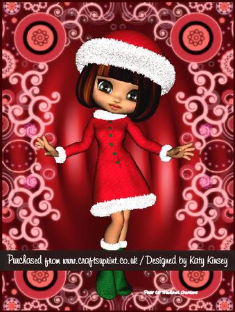 Little Miss Claus Christmas A4 Pyramage Card Kit