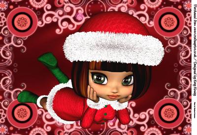 Little Miss Claus Christmas A4 Card Topper