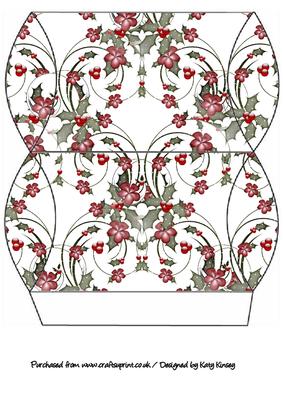 Holly and Poinsettias Christmas Pillow Gift Box