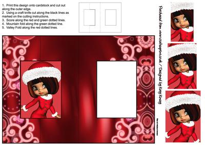 Little Miss Claus Xmas Foldback Card with Simple Pyramage