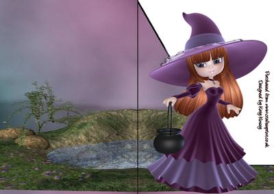Velvet Witch in Auburn A5 Shaped Front Print and Fold Card