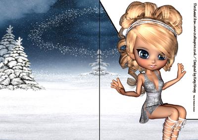 Chione Goddess of Snow A5 Shaped Front Print and Fold Card