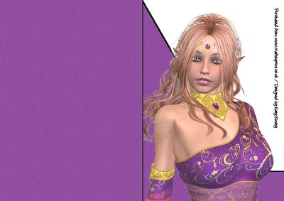Elven Princess in Purple A5 Shaped Front Print and Fold Card