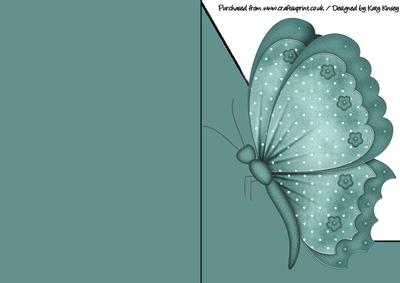 Teal Butterfly A5 Shaped Front Print and Fold Card