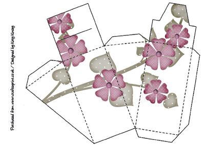 Burgundy and Pink Flowers on White Cake Slice Gift Box