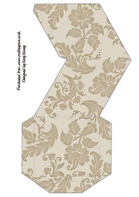 Cream Brocade Pyramid Gift Box